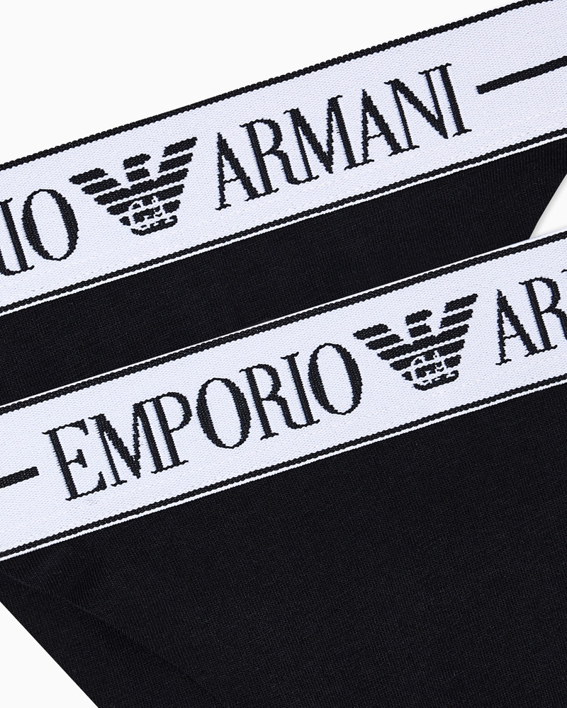 EMPORIO ARMANI TWO-PACK OF ASV ORGANIC-COTTON THONGS WITH LOGO WAISTBAND outlook