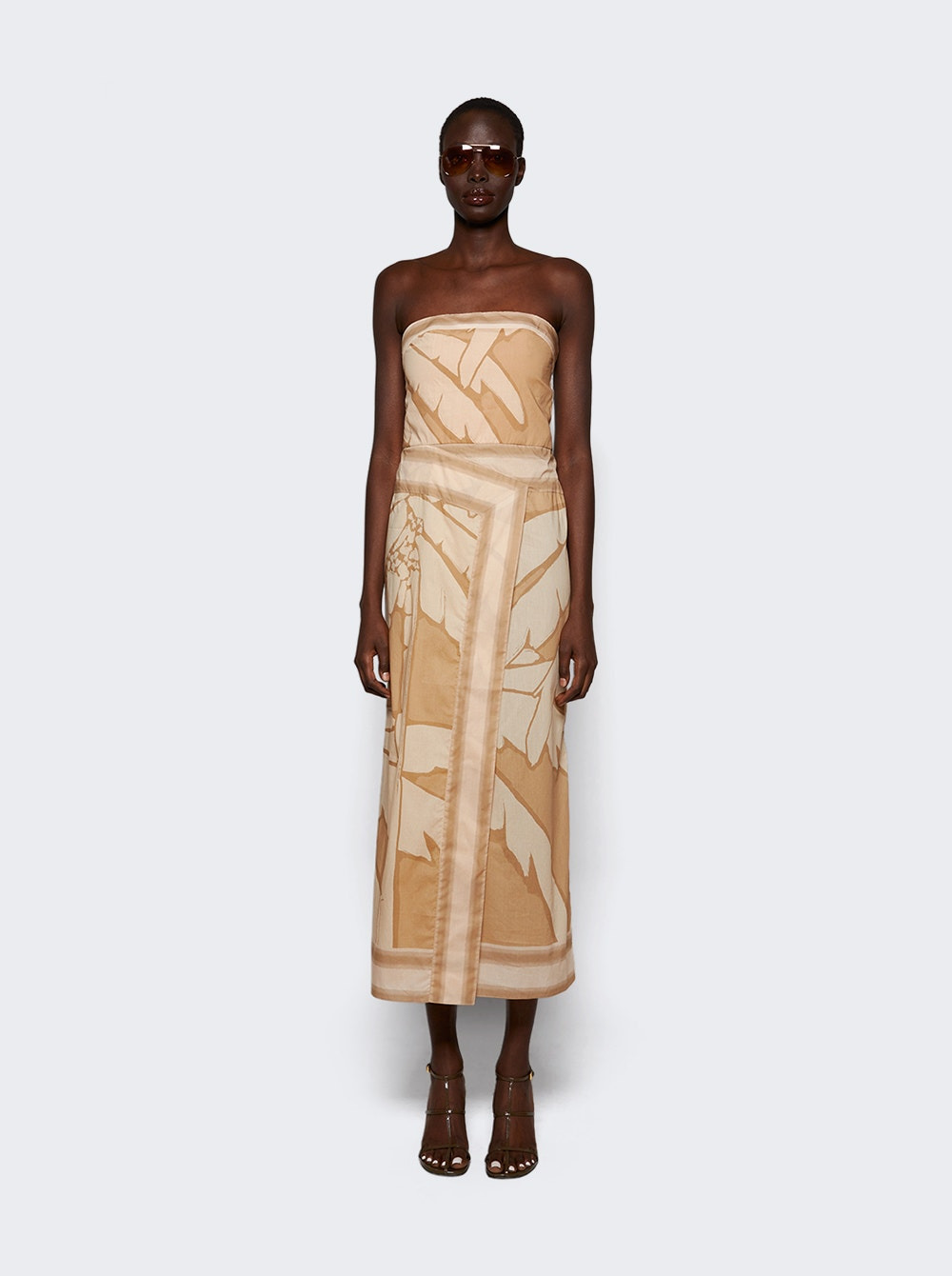 Palms Pontoon Afternoon Ankle Dress Salty Palms Sand And Ecru - 2