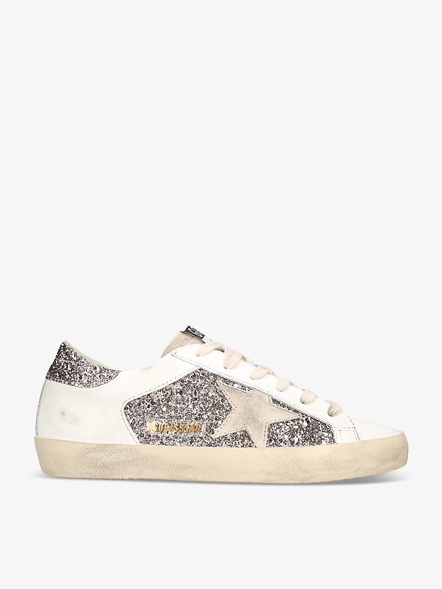 Super Star glitter-embellished faux-leather low-top trainers - 1