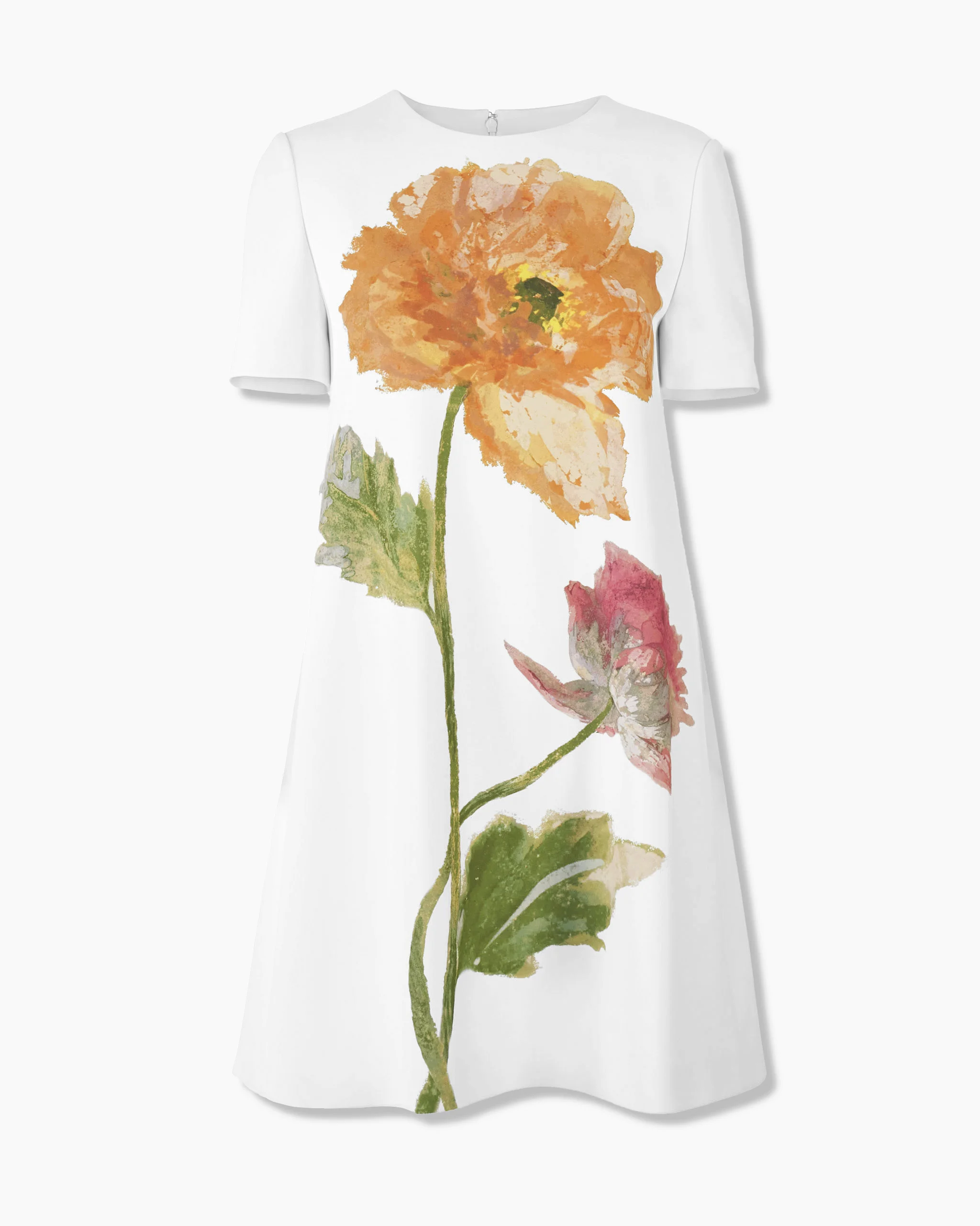 Poppy-Print Mini Dress - 1