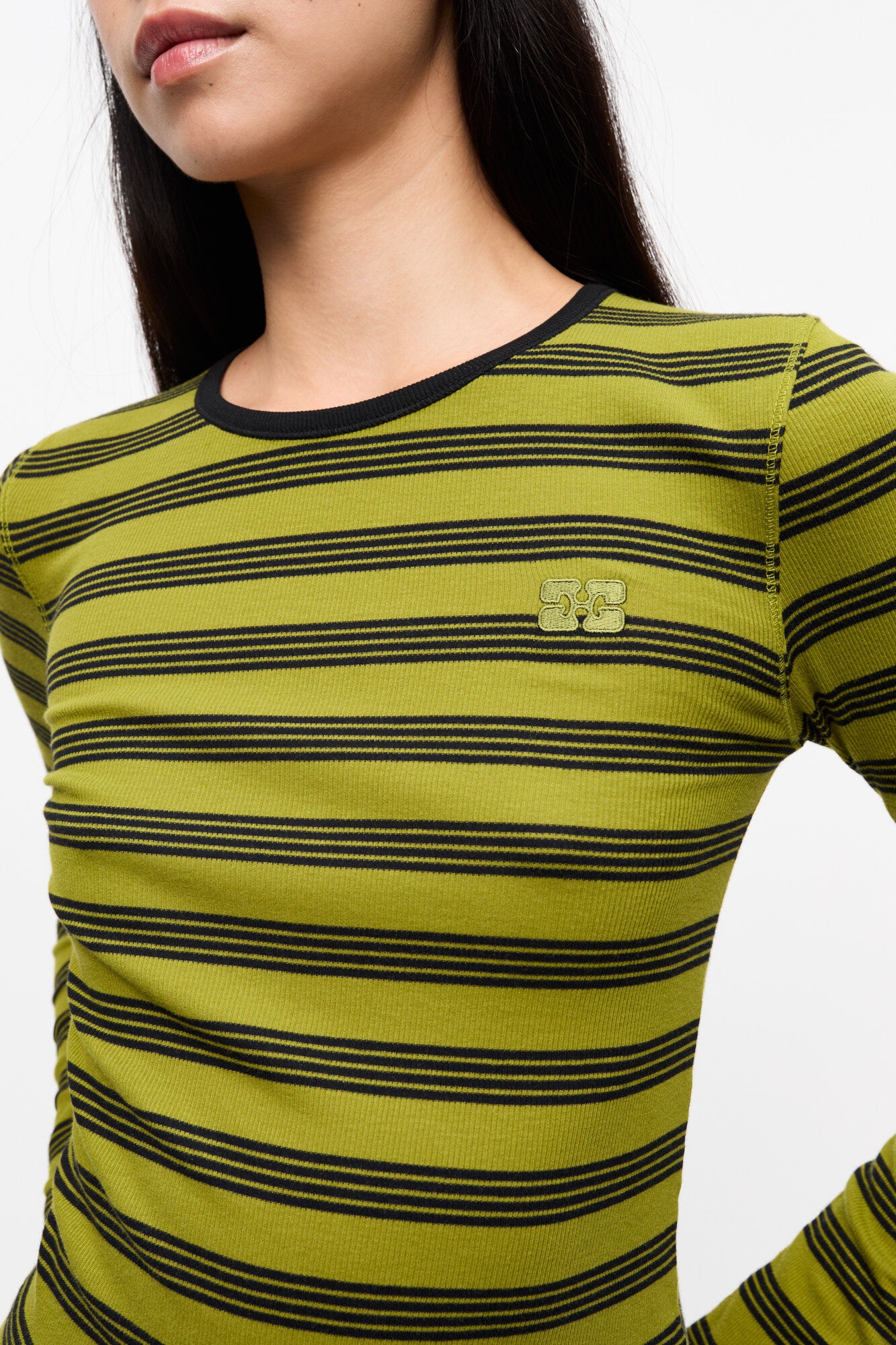 STRIPED SOFT COTTON RIB LONG SLEEVE T-SHIRT - 5