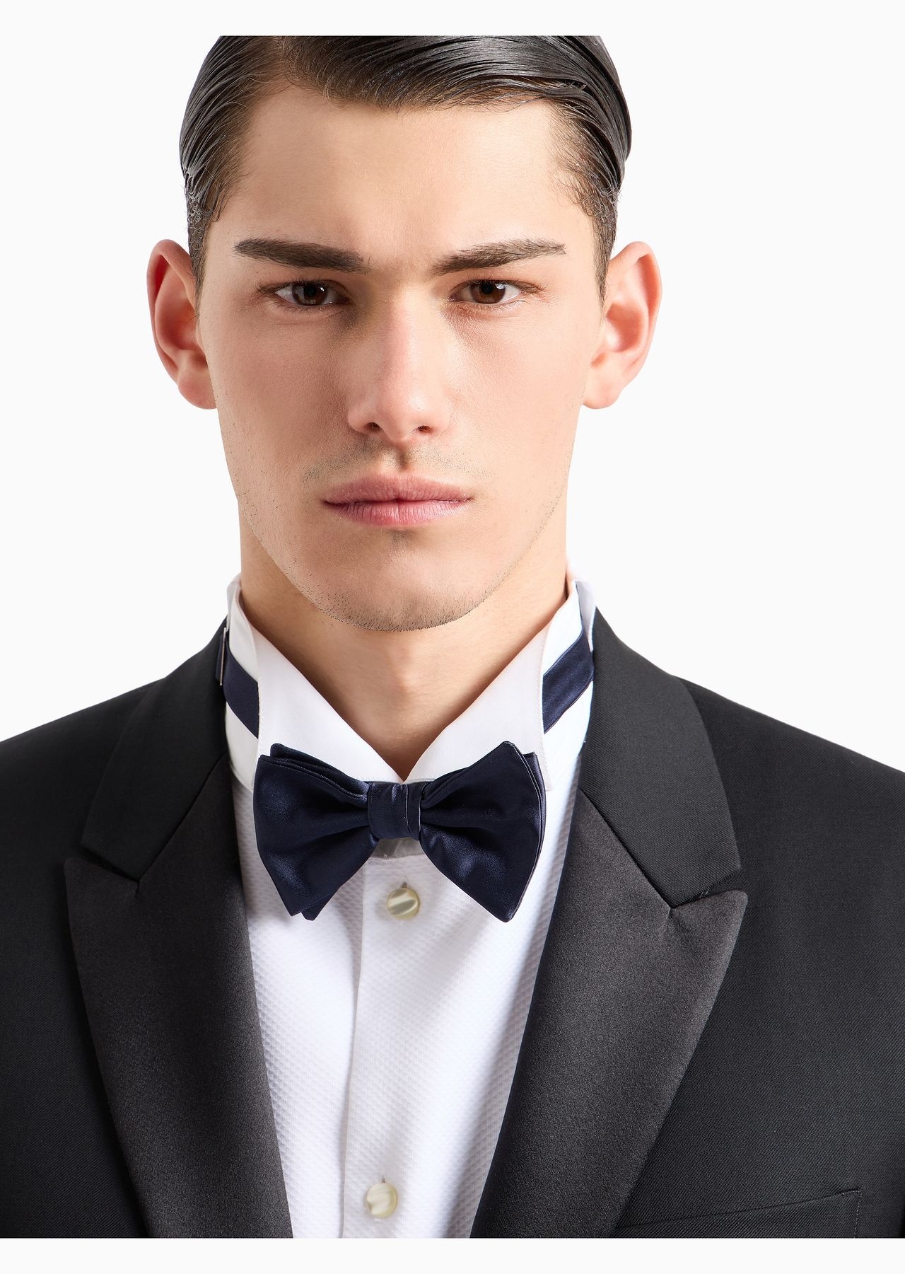 Pure silk bow tie with jacquard micro-motif - 3