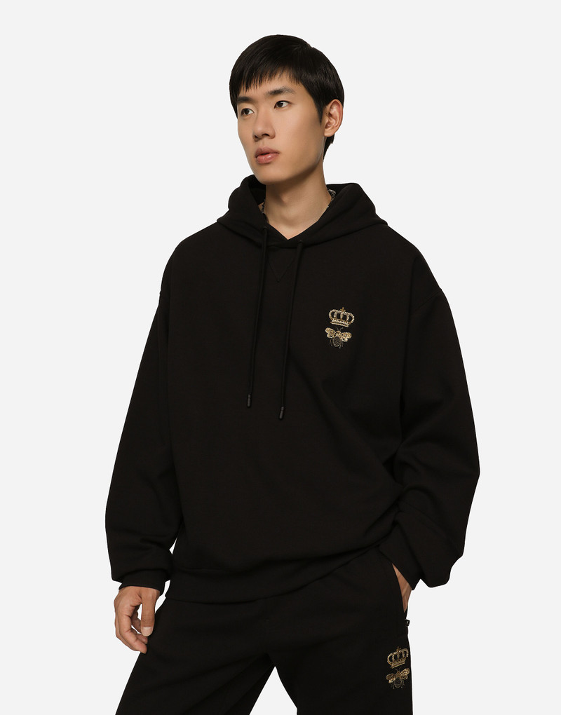 Cotton jersey hoodie with embroidery 4