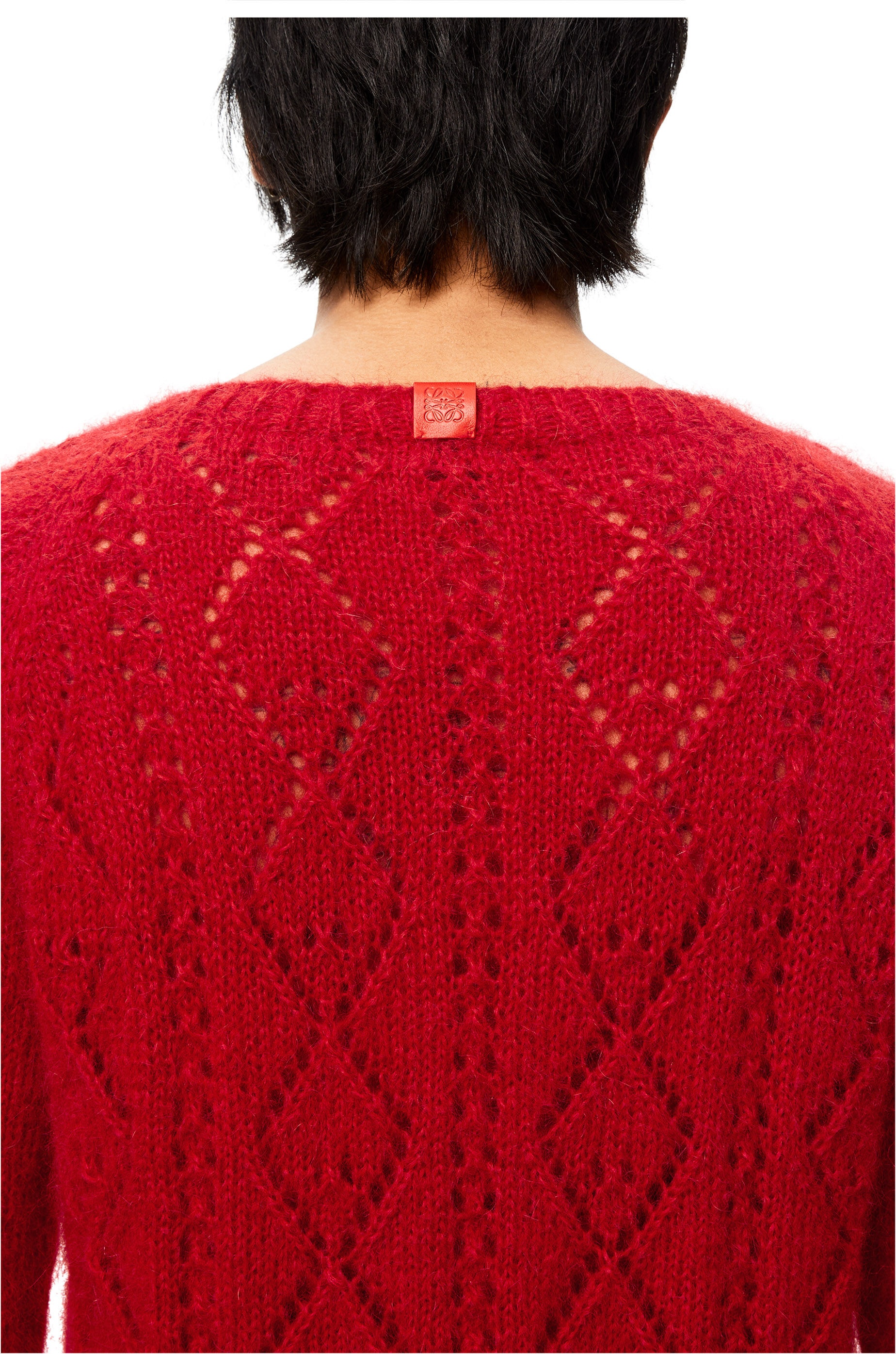 V-neck open stitch sweater in mohair - 5