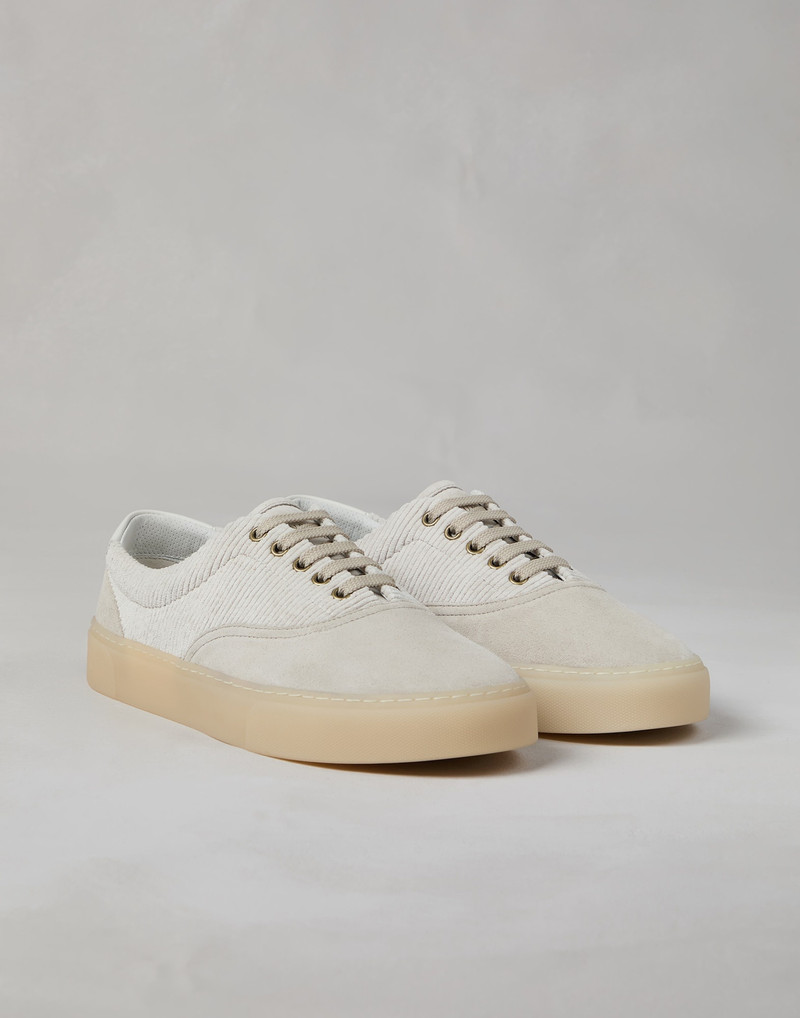 Washed suede and techno corduroy sneakers 1