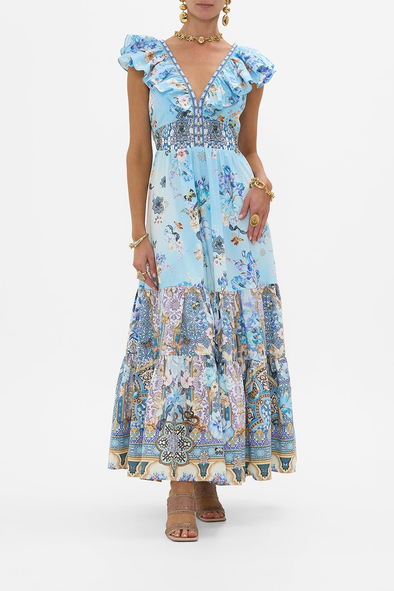 CAMILLA TIERED DRESS WITH NECK FRILL outlook