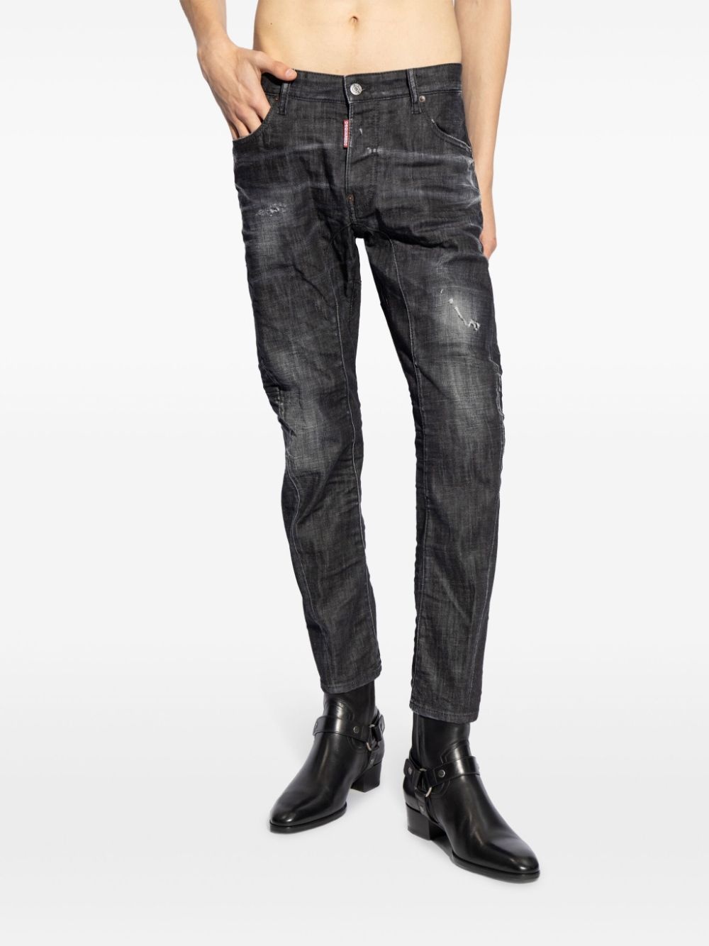 distressed slim-cut jeans - 3