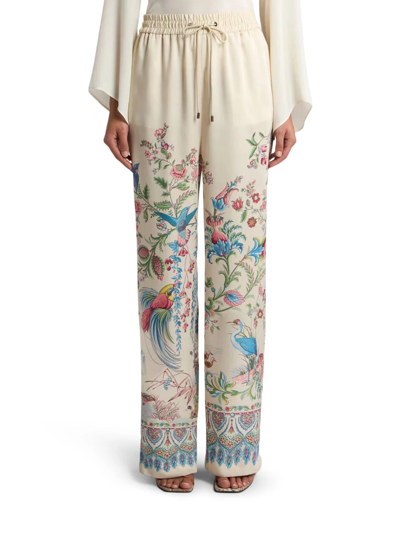 WIDE-LEG TROUSERS WITH PLACED FLORA AND FAUNA PRINT - 1
