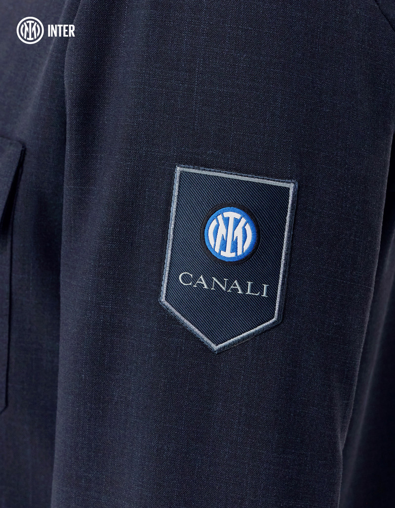 MIDNIGHT BLUE WOOL, SILK AND LINEN CANVAS SHIRT JACKET - INTER COLLECTION 6