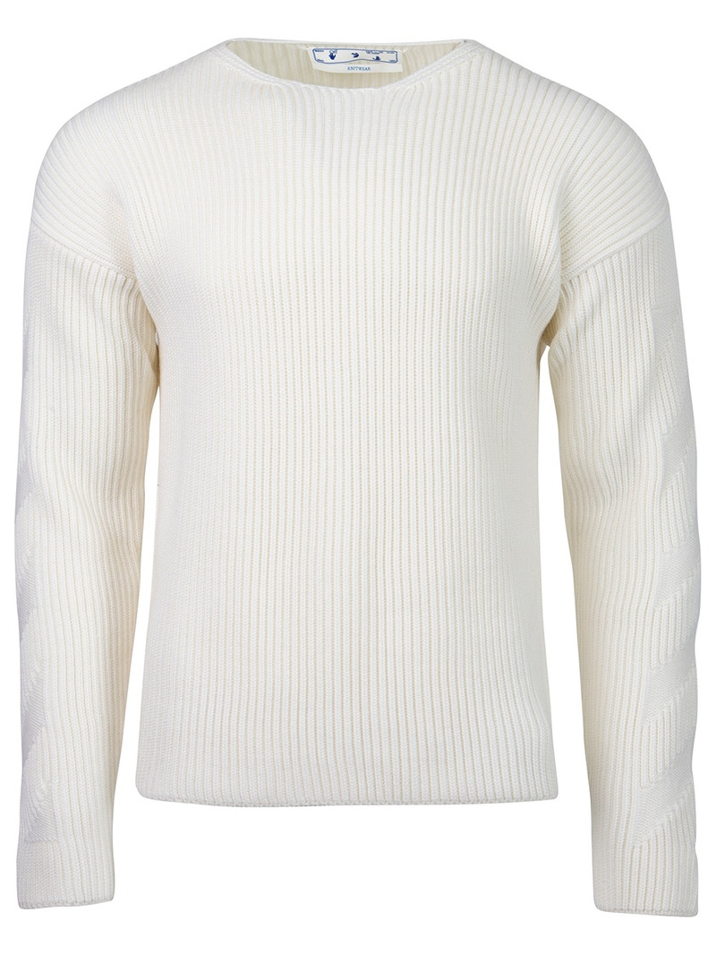 Slick Diagional Knit Crewneck Beige 1