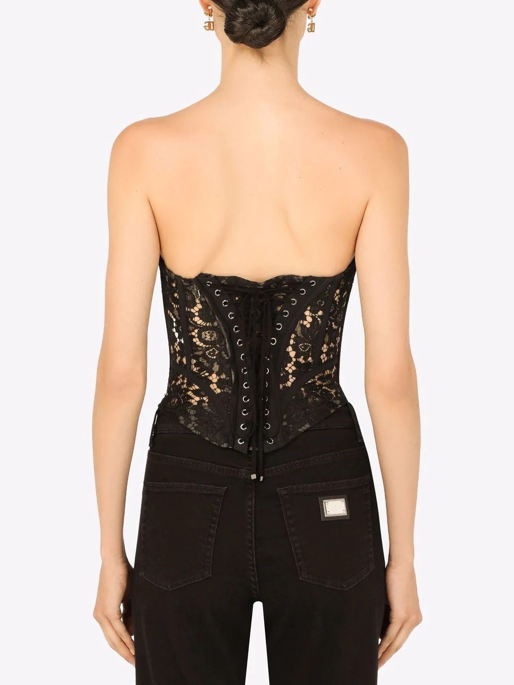 lace panelled corset-top - 4