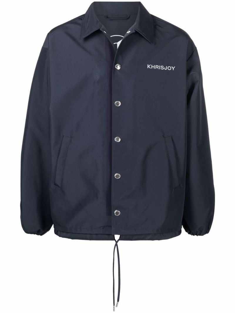 logo-embroidered shirt jacket - 1