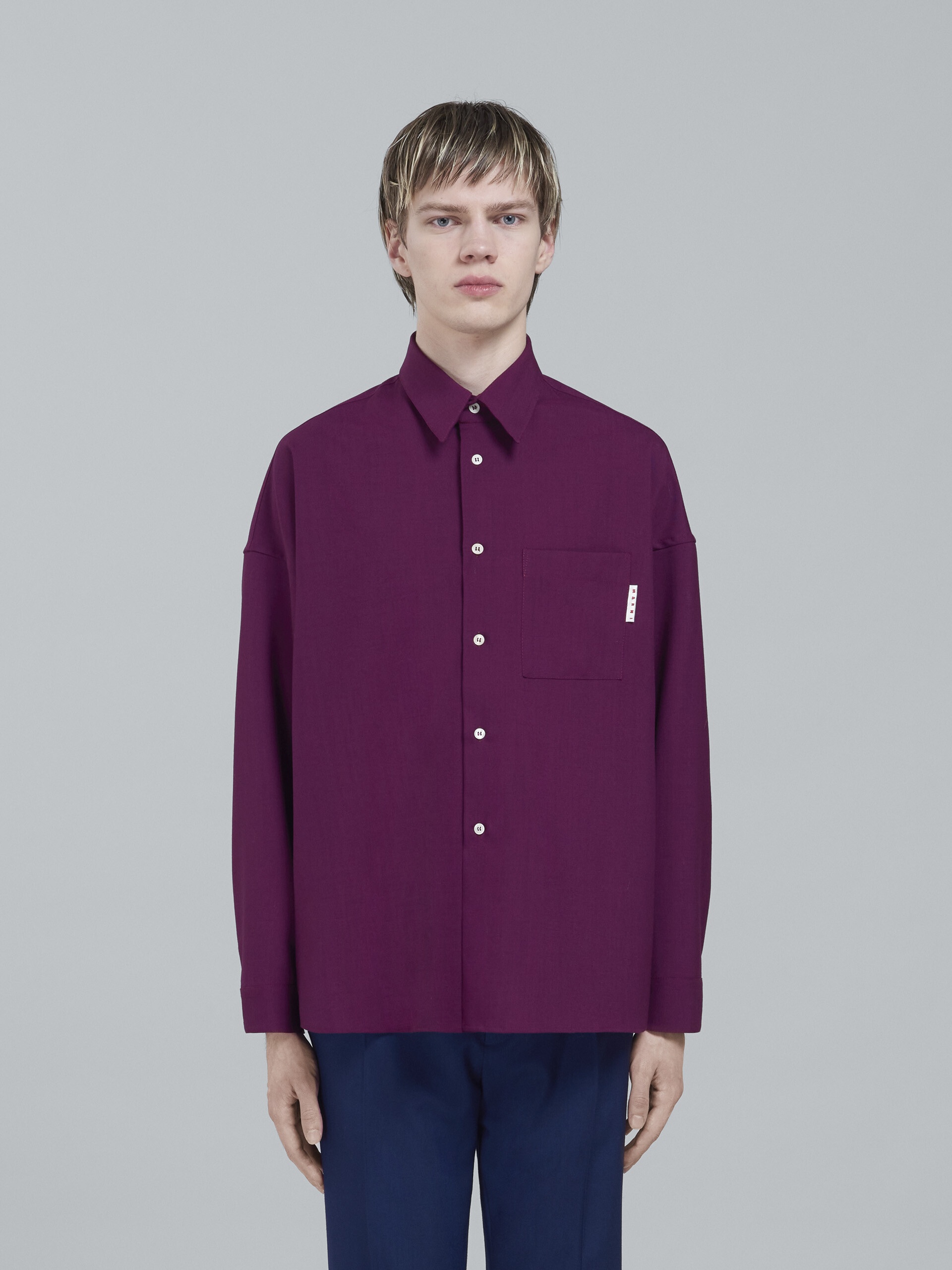 PURPLE TROPICAL WOOL SHIRT - 2