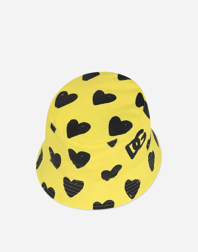 Dolce & Gabbana Cotton bucket hat with heart print outlook