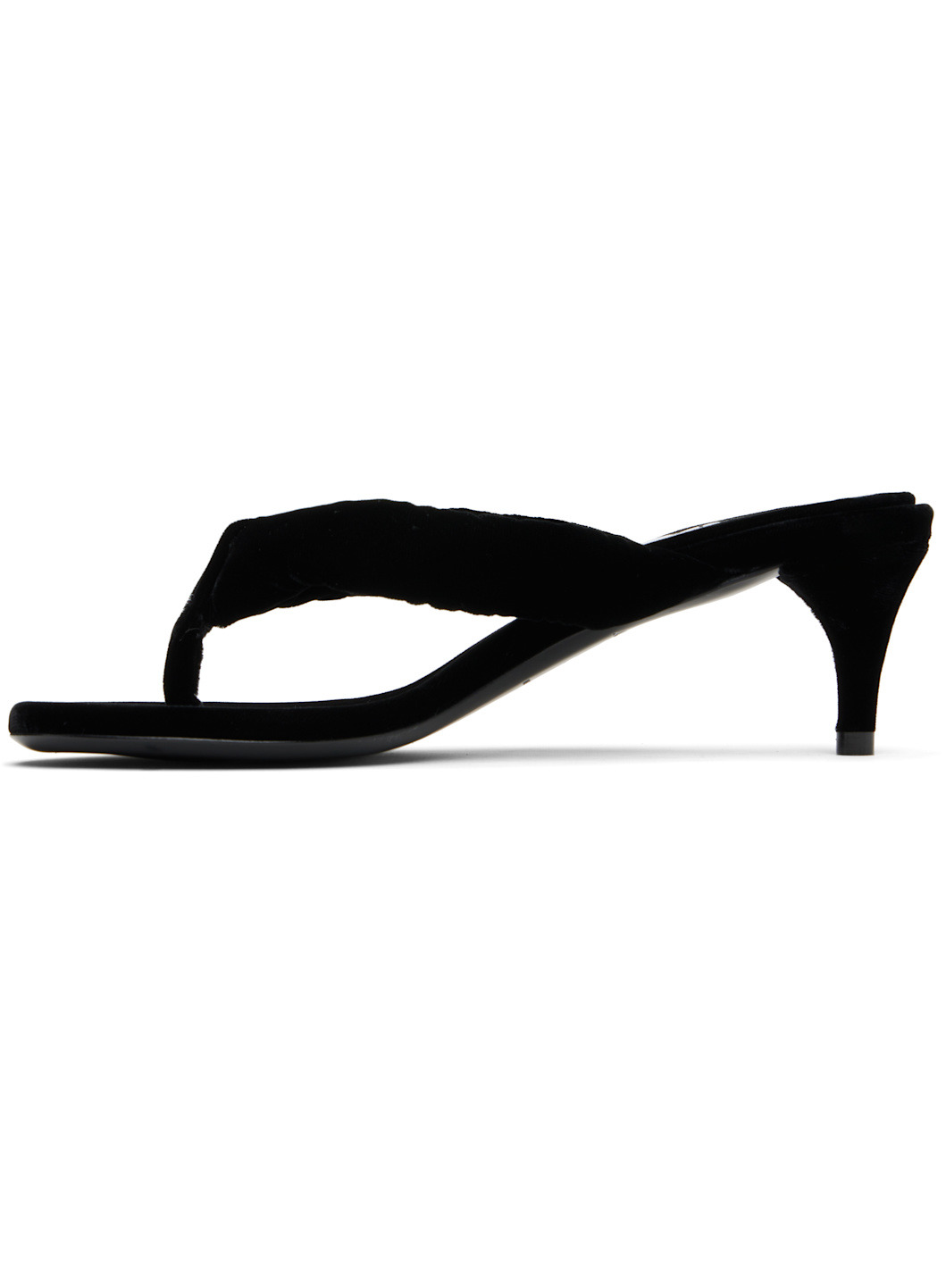 Black Velvet Tong Mules - 3