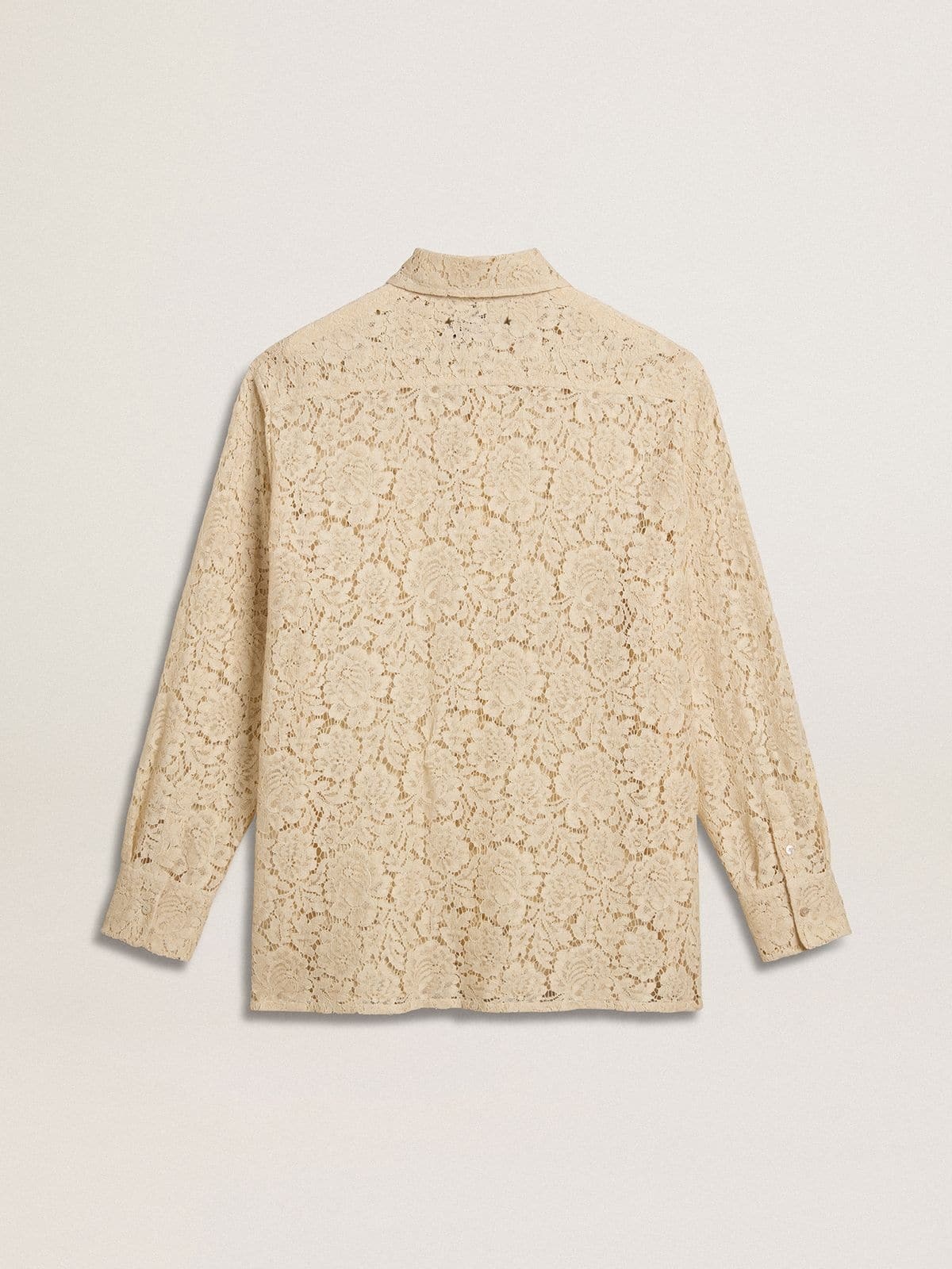 Oversized shirt in cream-colored see-through lace - 6
