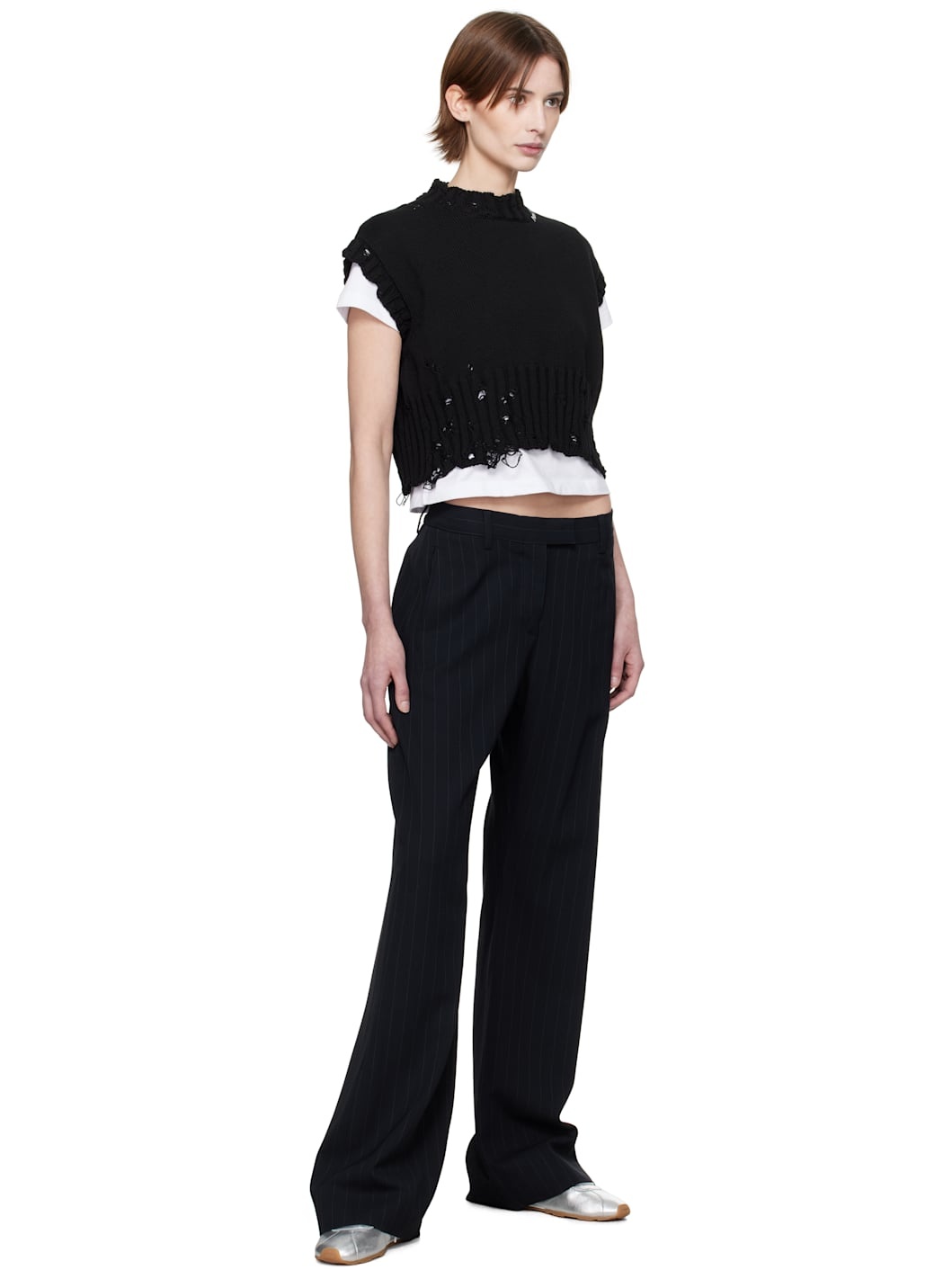 Black Sleeveless Crewneck Sweater - 4