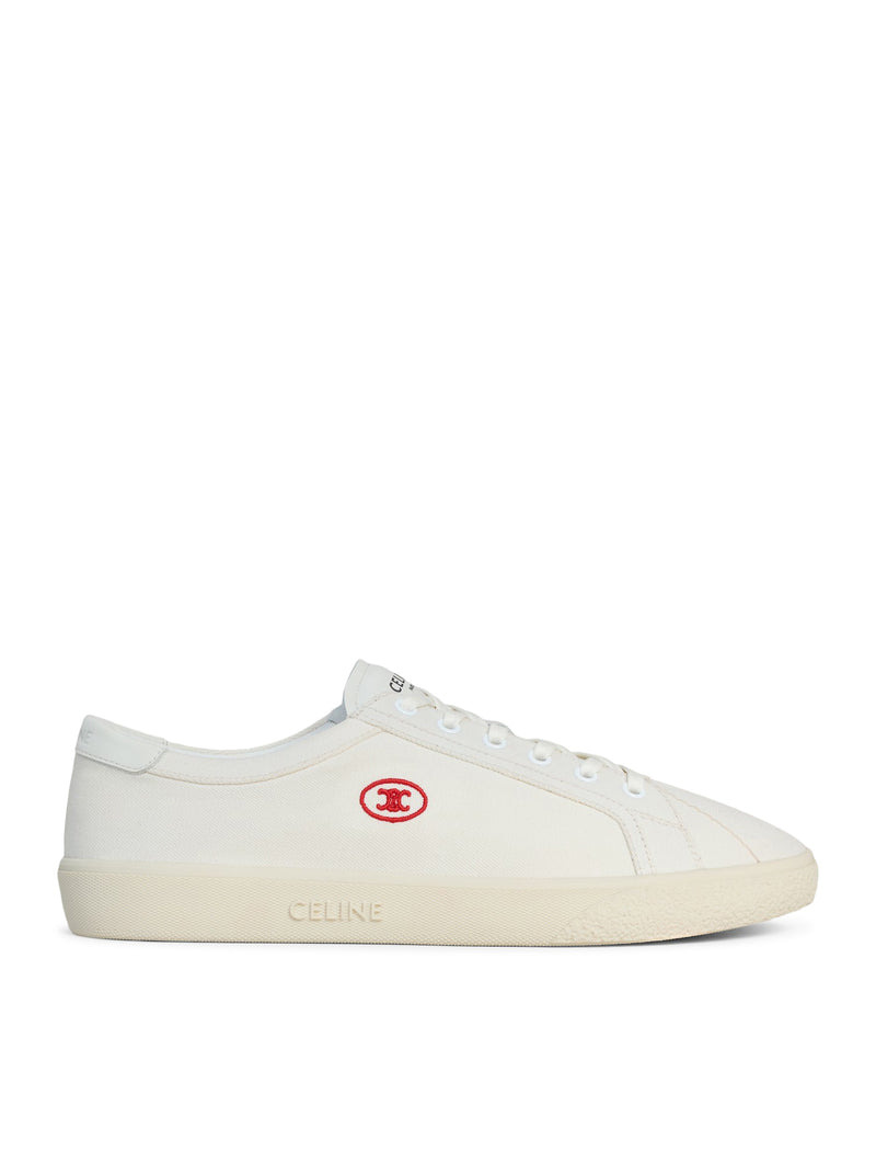 Celine Men Lou Low-Top Lace-Up Sneaker With Triomphe Application In Canvas And Calfskin - 1