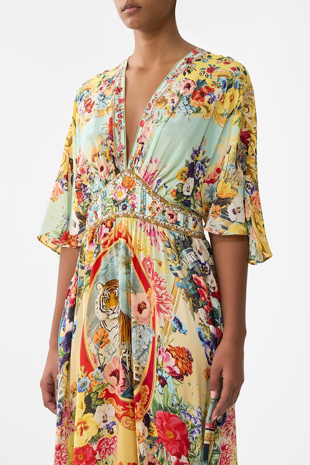 WAISTED DRESS WITH HEM RUFFLE - 5