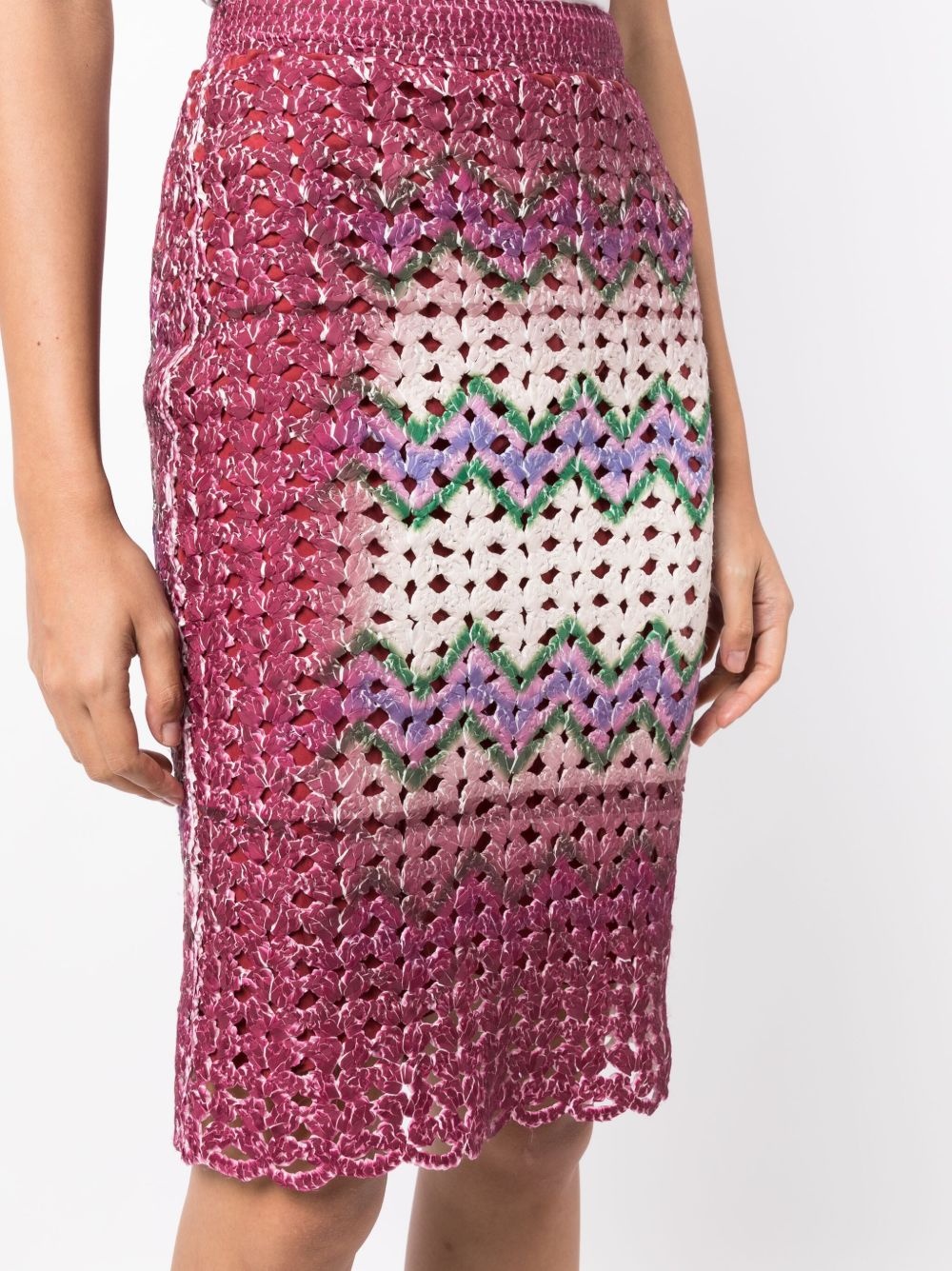 graphic-print crochet-knit midi skirt - 5