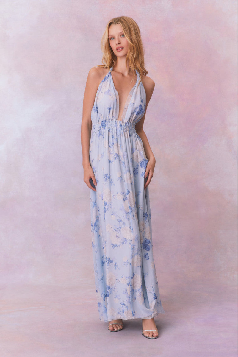 Love Heirloom Print Halter Maxi Dress 1