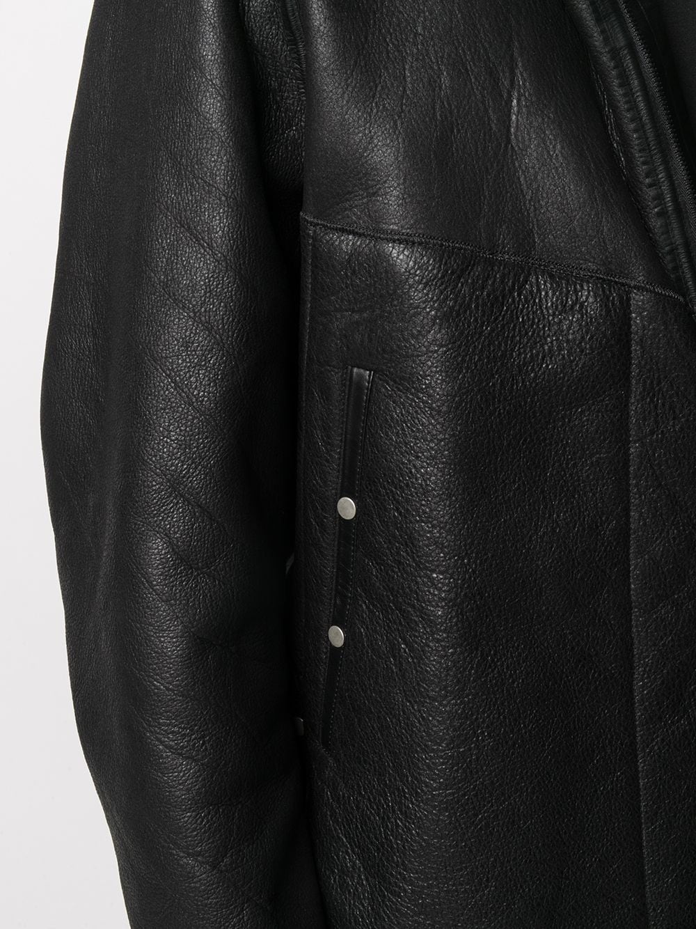 hooded pebbled-effect leather coat - 5