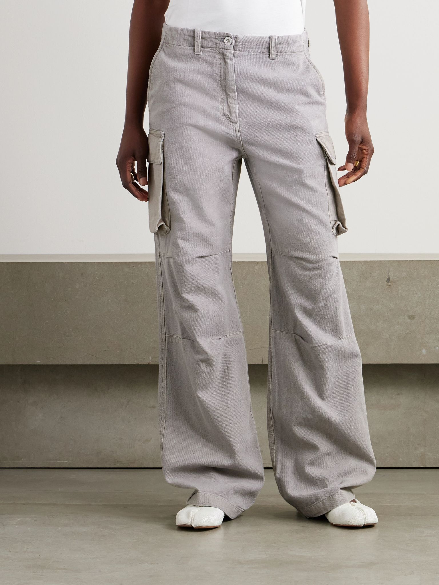 Peak cotton and hemp-blend canvas straight-leg cargo pants Gray - 3
