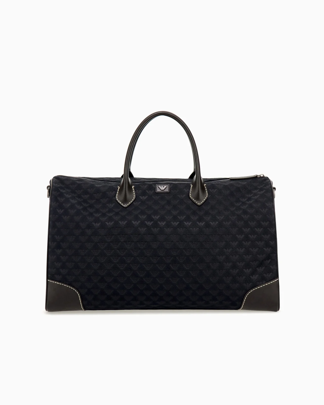 DUFFLE BAG WITH A GEOMETRIC PATTERN AND LEATHER HANDLES - 1