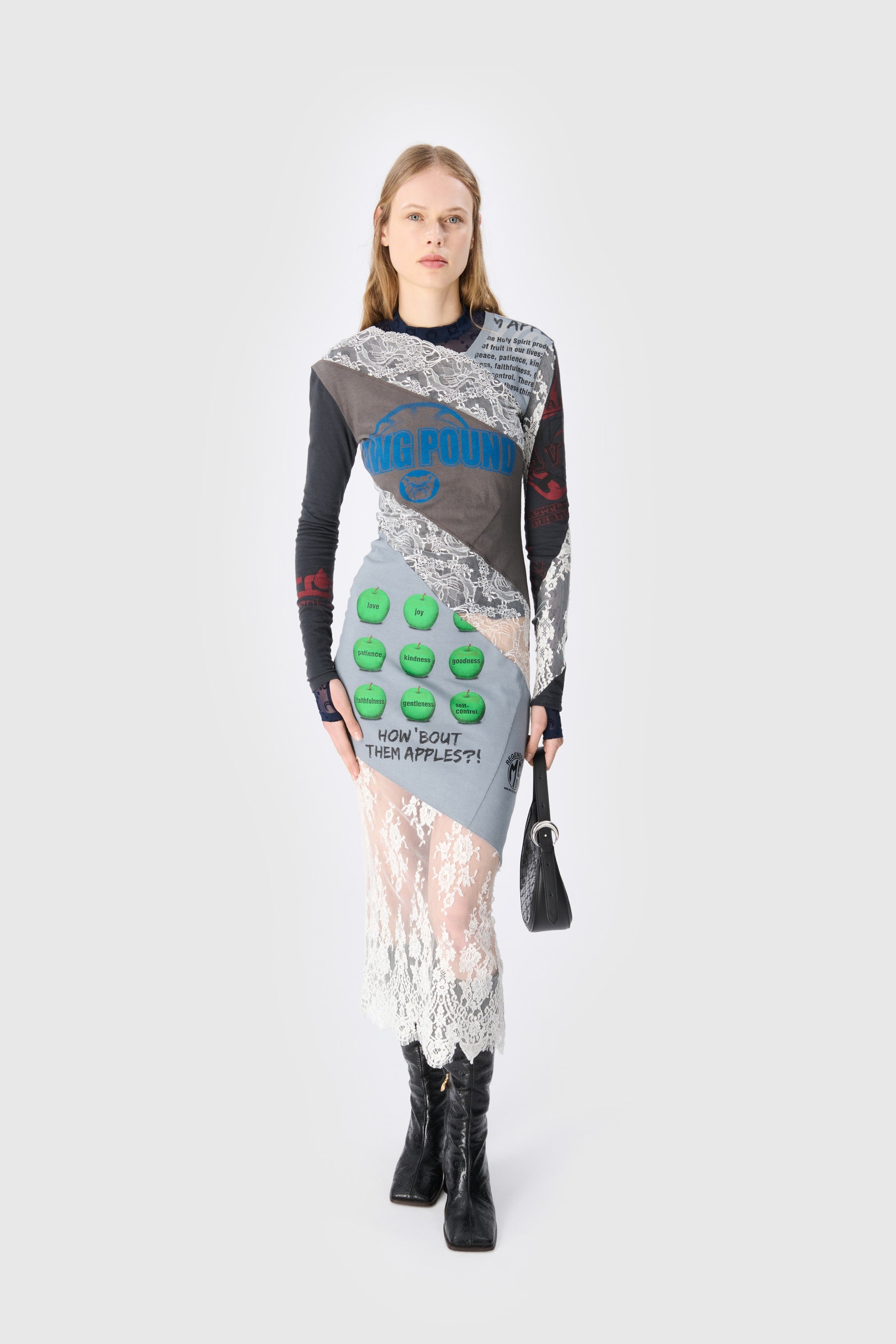 Marine Serre Upcycled T-Shirts And Lace T-Shirt Dress