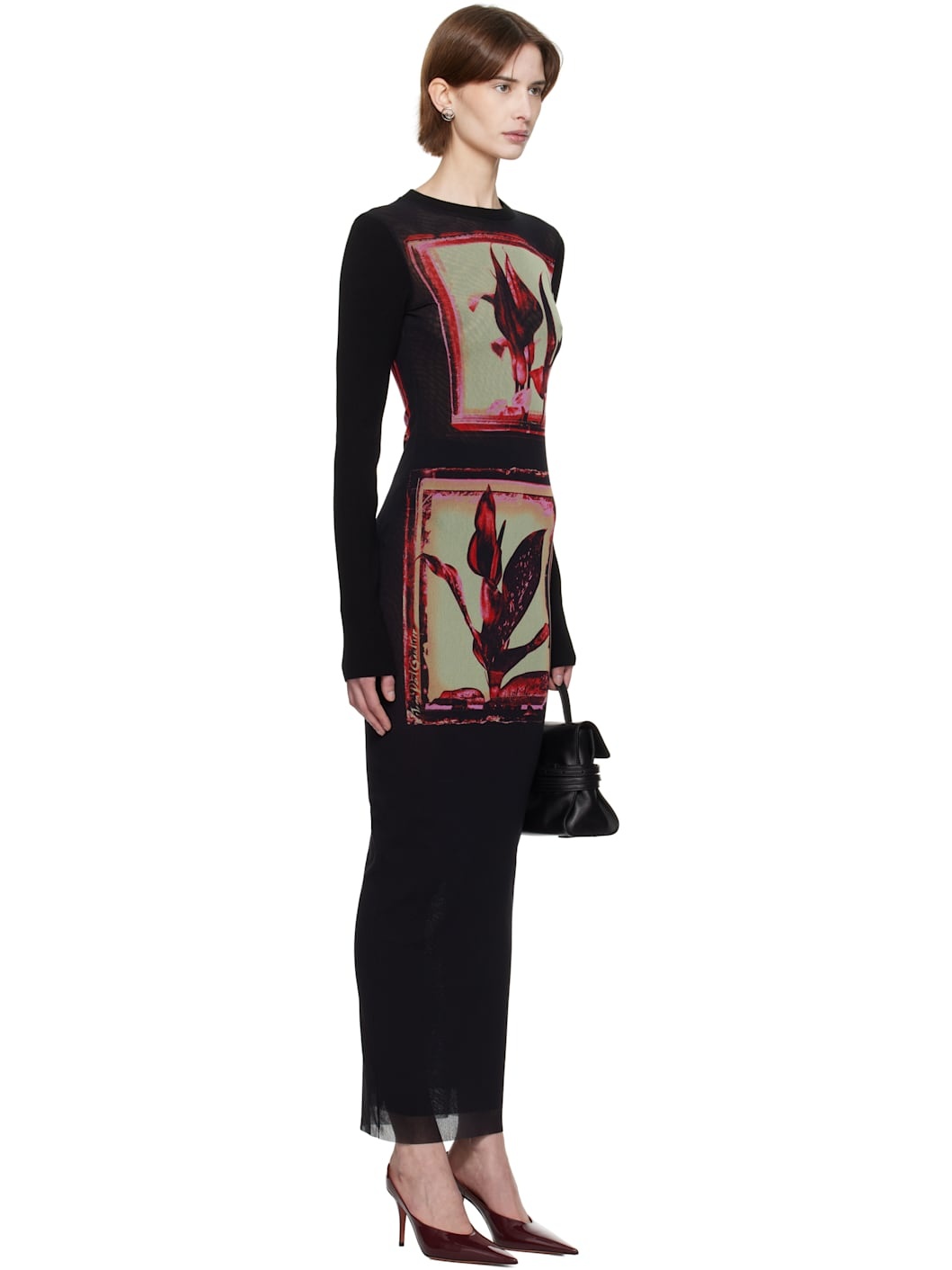 Black Flowers Cadres Maxi Dress - 2