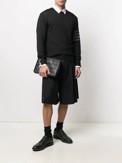 Thom Browne Black Fine Merino Wool 4-Bar Classic Crewneck Pullover outlook