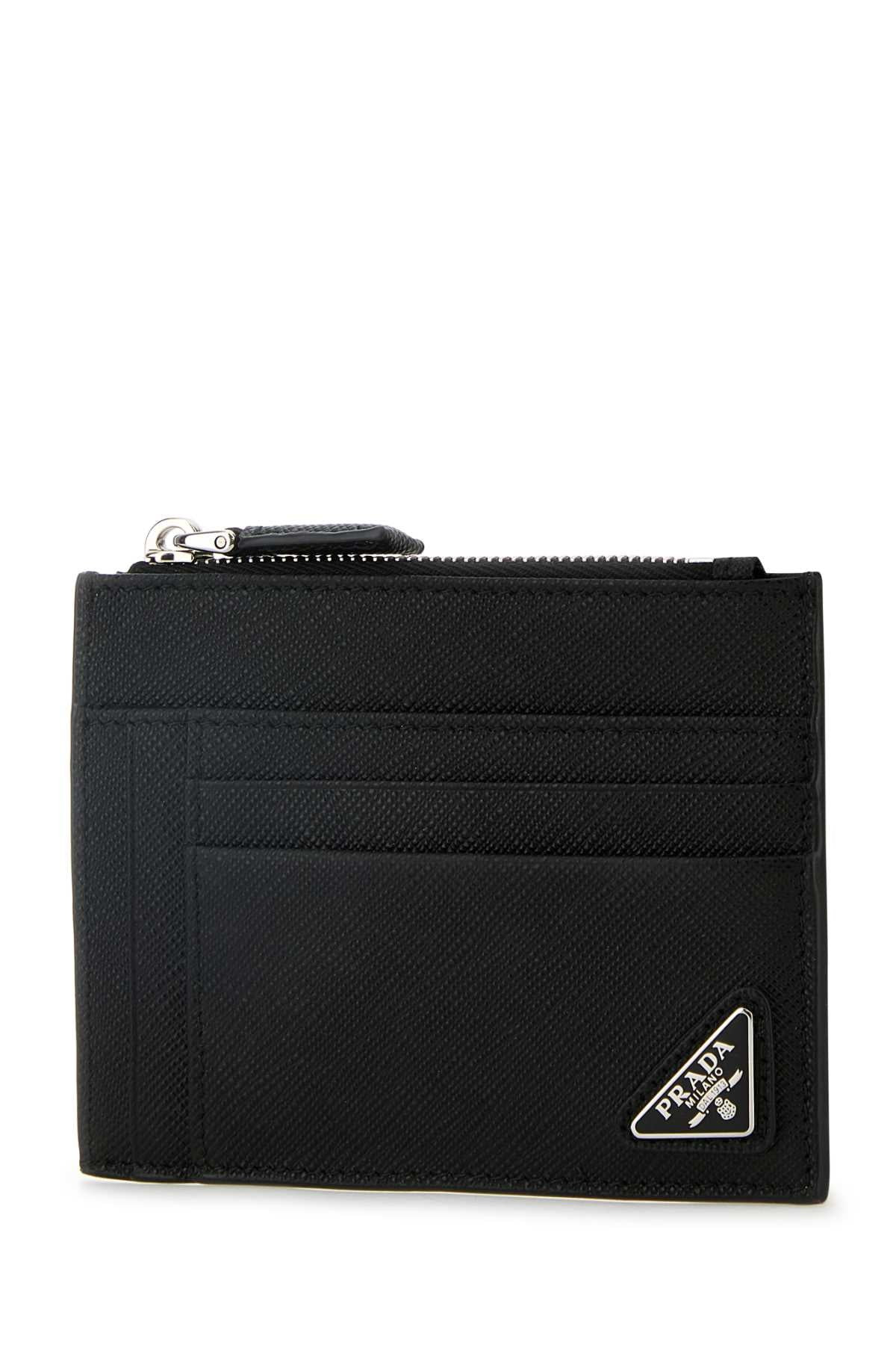 Prada Men Black Leather Card Holder - 2