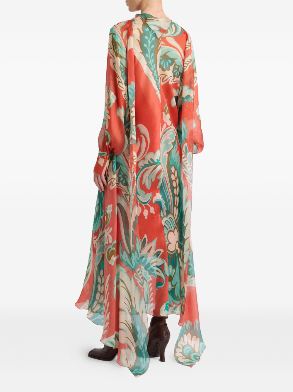 paisley-print drape dress - 3