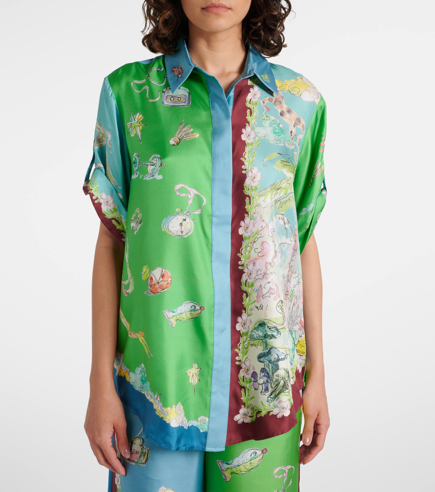 Daria printed silk satin shirt - 5