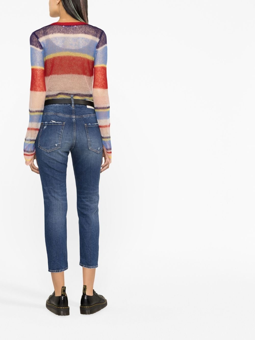 distressed cropped jeans - 4