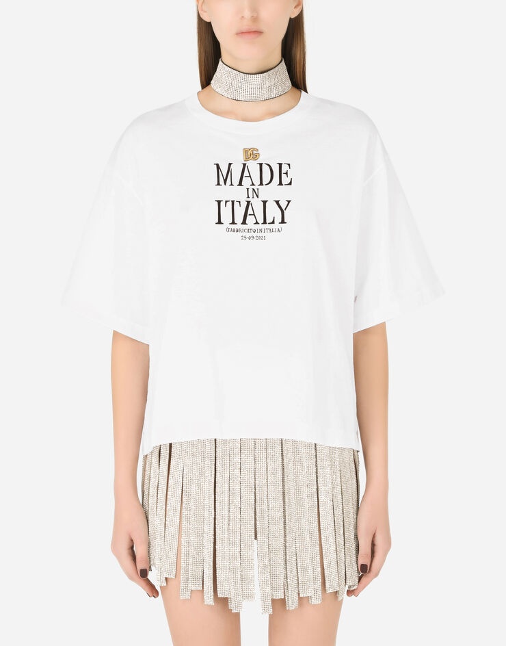 Jersey T-shirt with Made in Italy print - 1