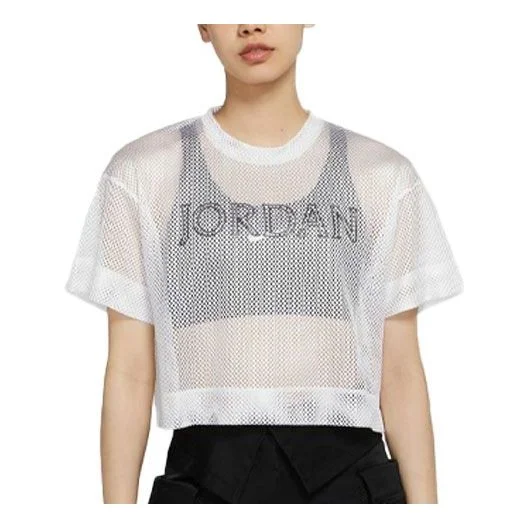(WMNS) Air Jordan Sports Stylish Mesh Short Sleeve White CZ1892-100 - 1