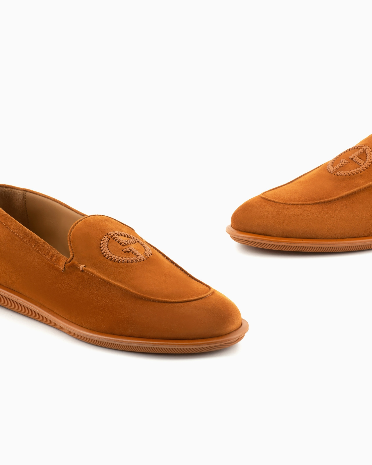 Suede loafers with embroidered logo - 5