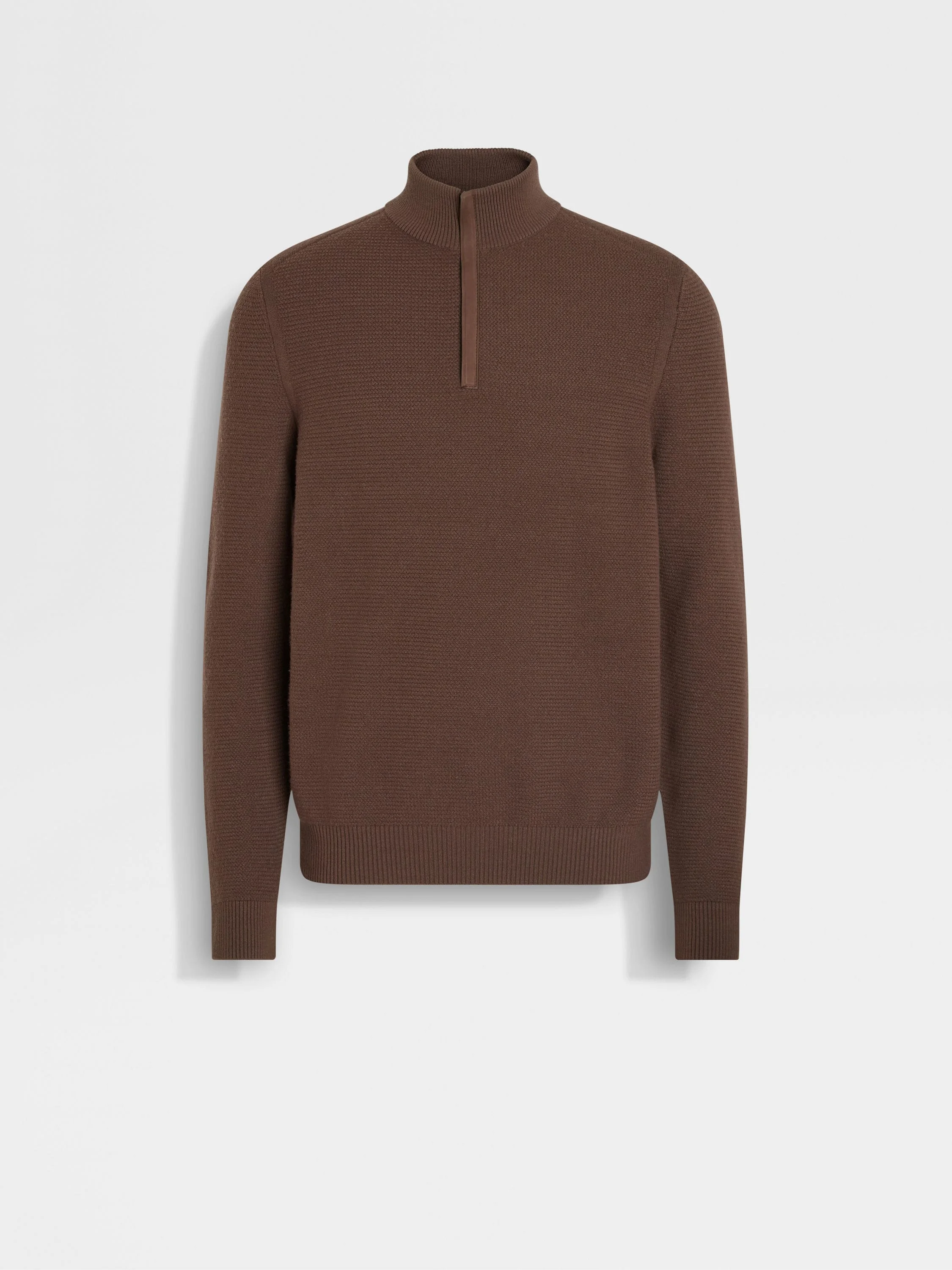 BROWN VELLUS AUREUM ZIP MOCK NECK - 1