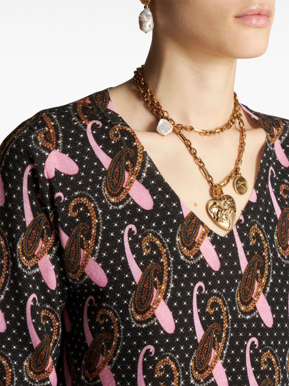 paisley-print virgin wool top - 4