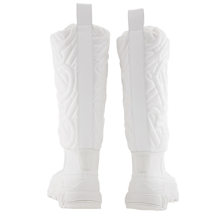 Burberry Optic White Rotherfield Quilted Monogram Rain Boots - 4