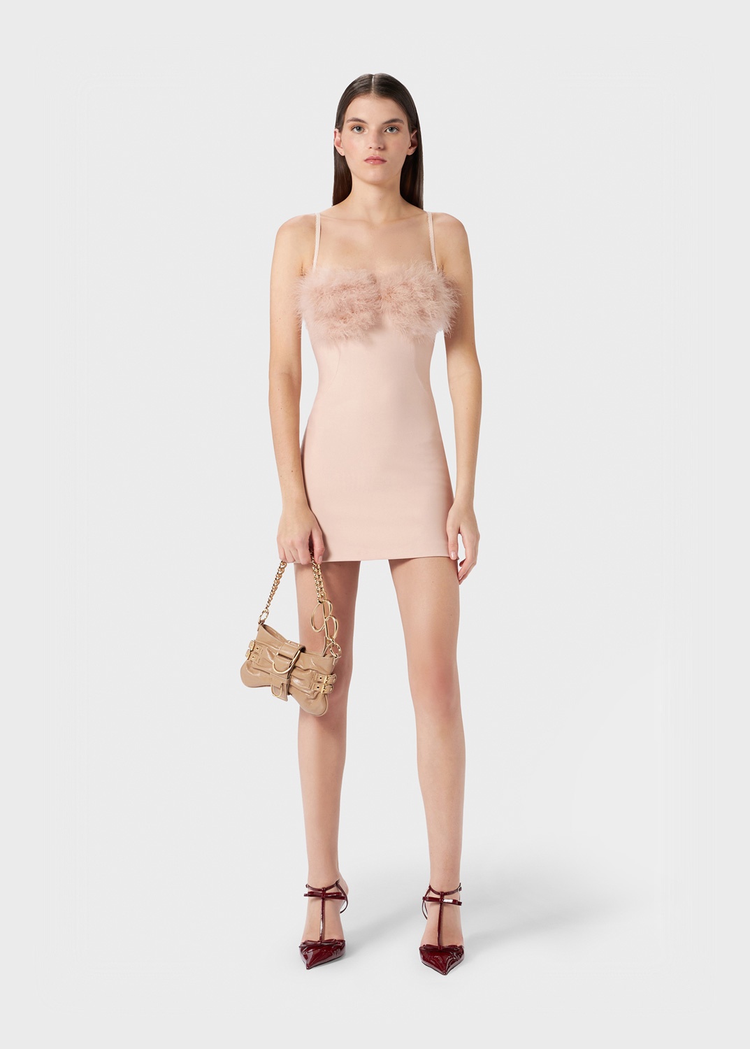 COMPACT JERSEY DRESS WITH MARABOU FEATHERS - 2