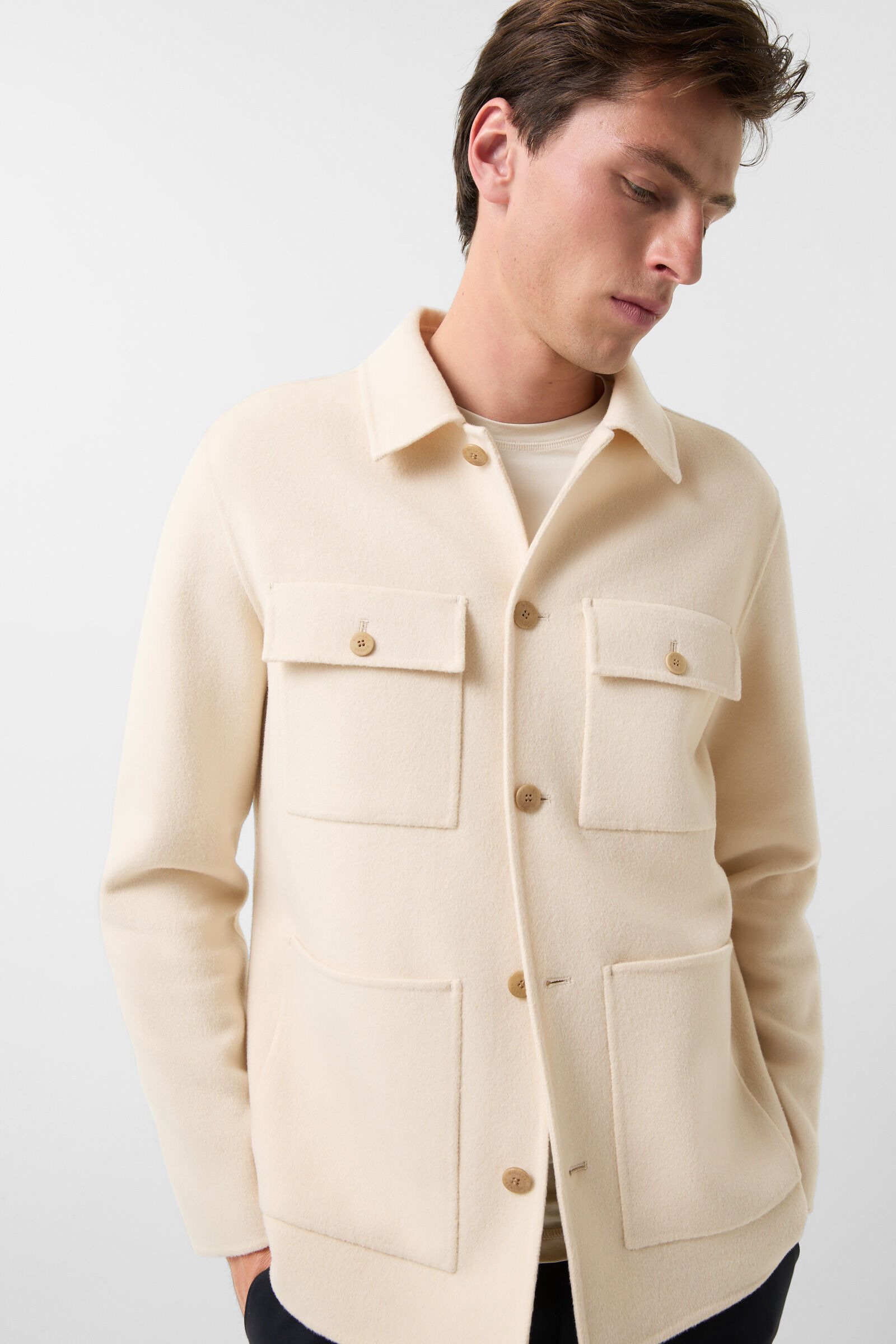 Double-face overshirt Larry in Cream - 5