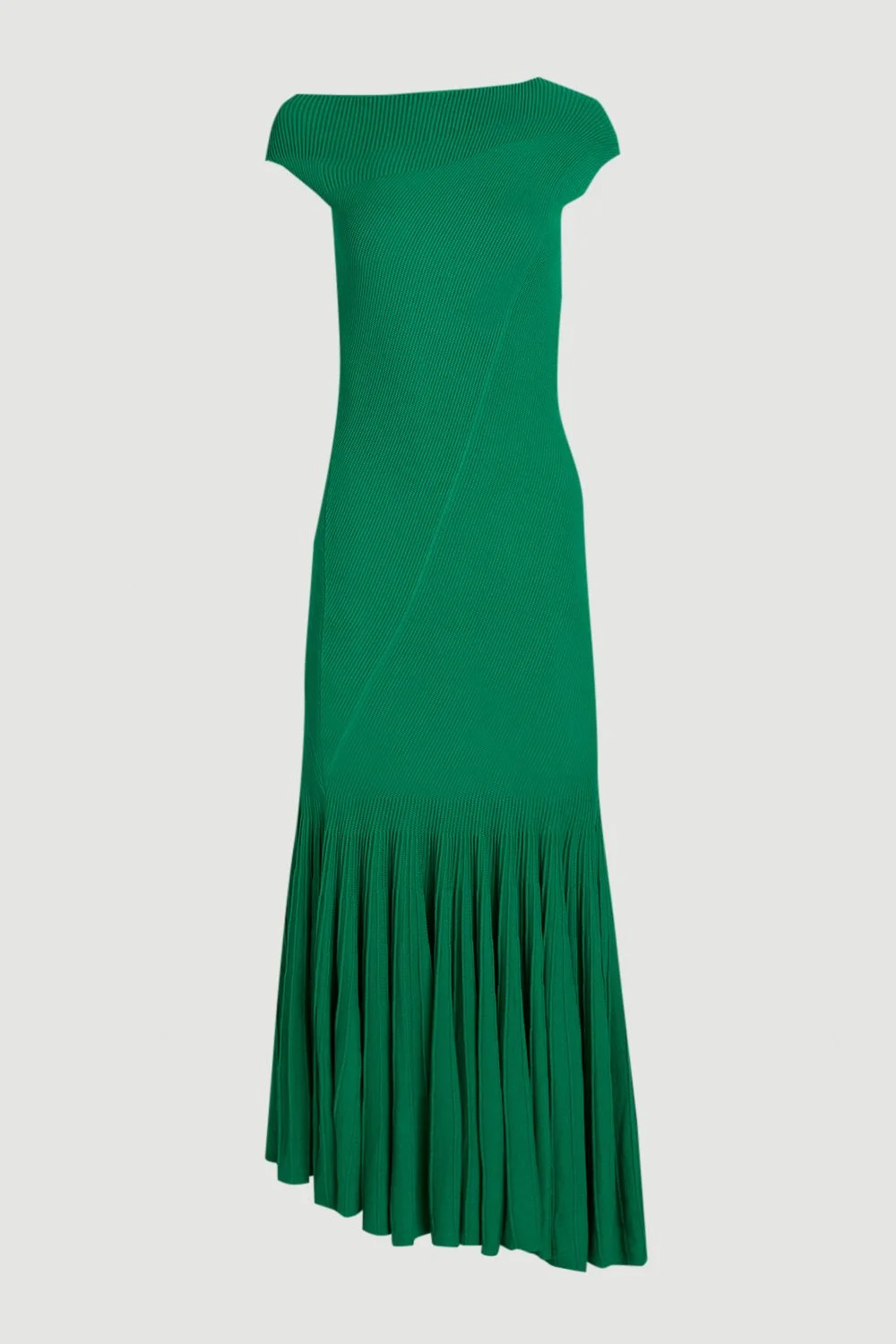 Sheer Detail Pleated Knit Midi Dress - 1