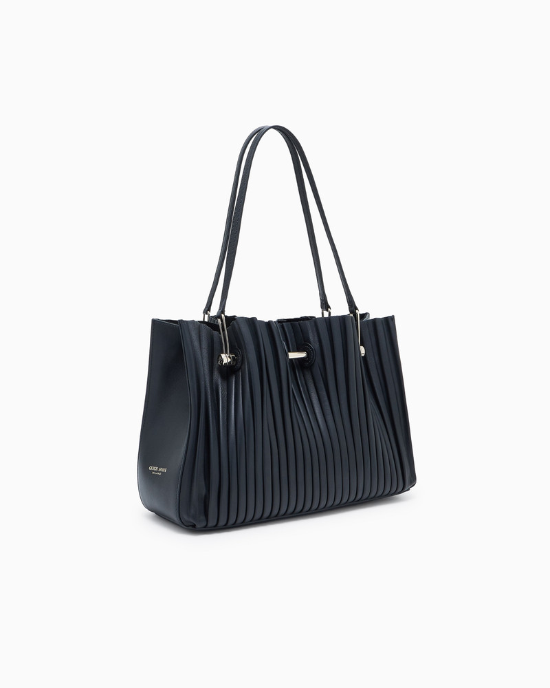 GIORGIO ARMANI SMALL SHOPPER BAG IN PLEATED NAPPA LEATHER outlook