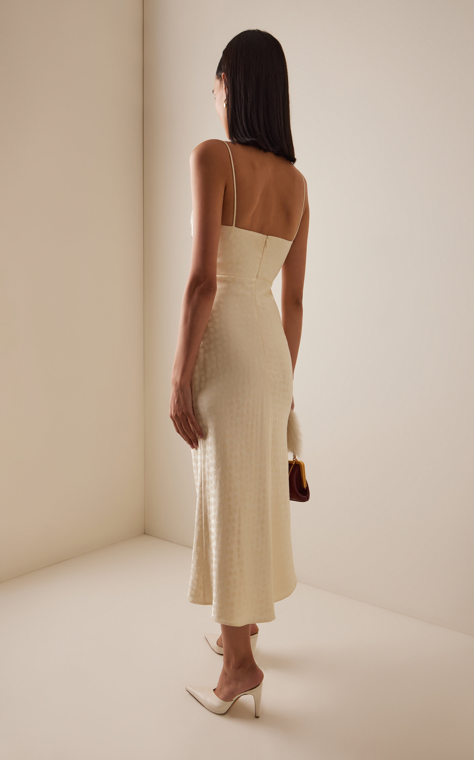 Emmalina Pomegranate-Embroidered Jacquard Midi Dress ivory - 4