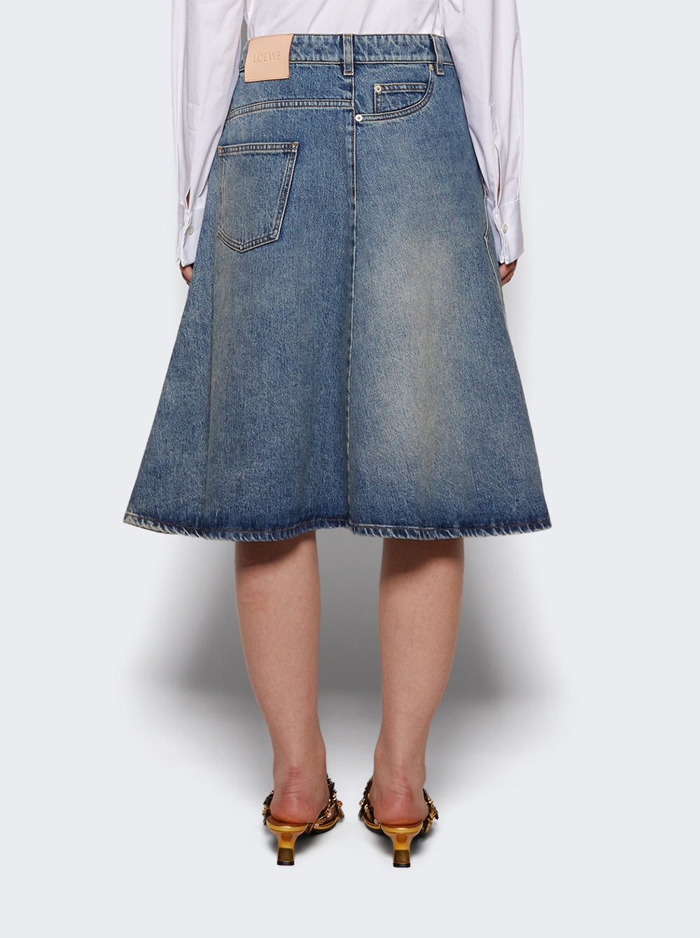 Deconstructed Skirt Washed Denim - 4