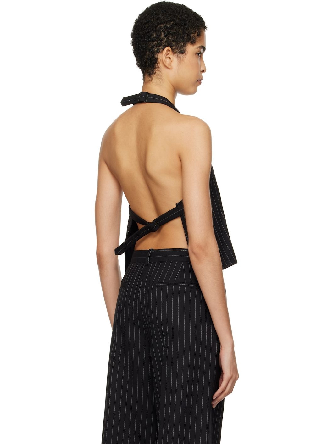 Black Backless Halter Top - 3
