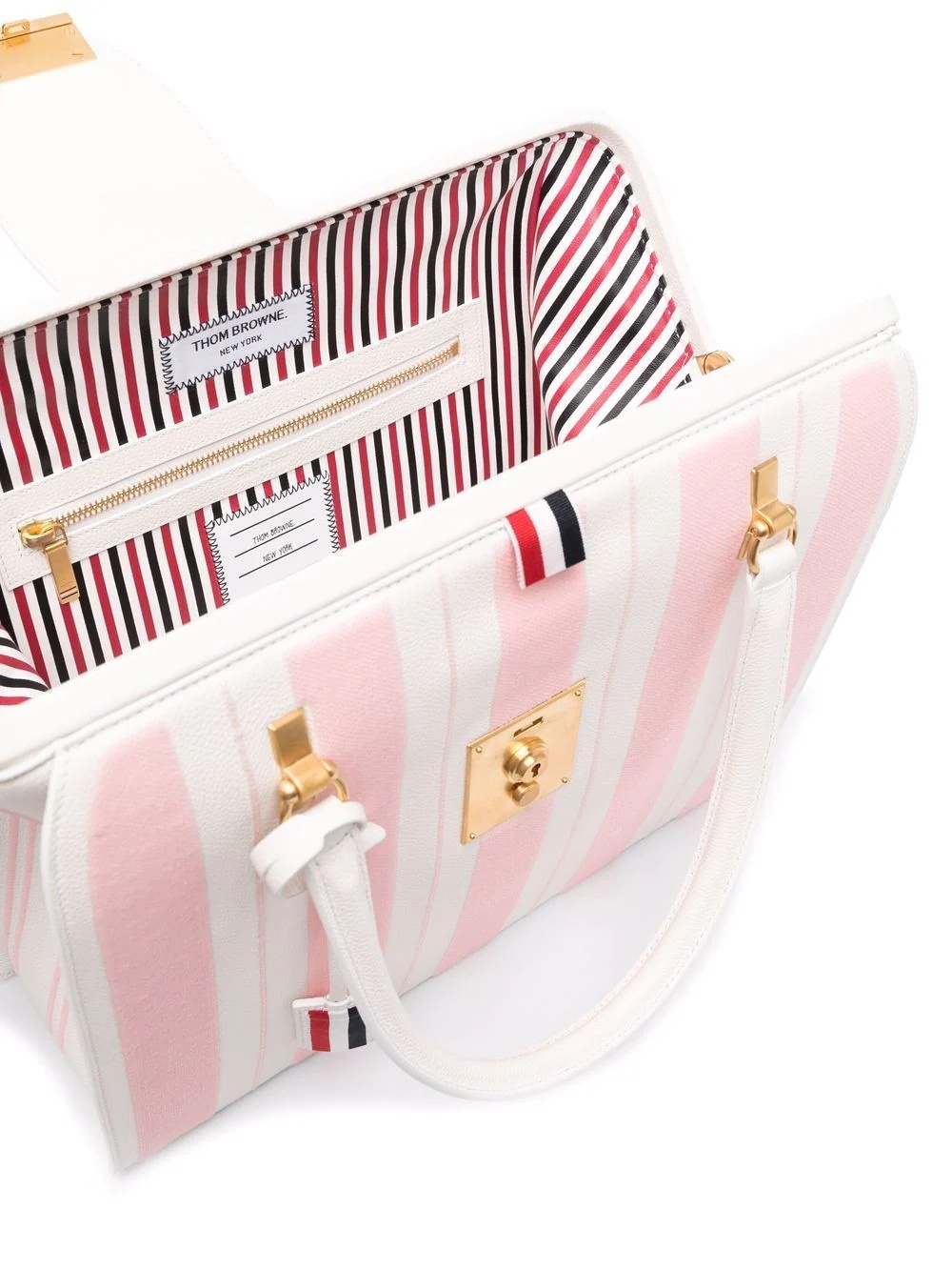 vertical-stripe print tote bag - 5