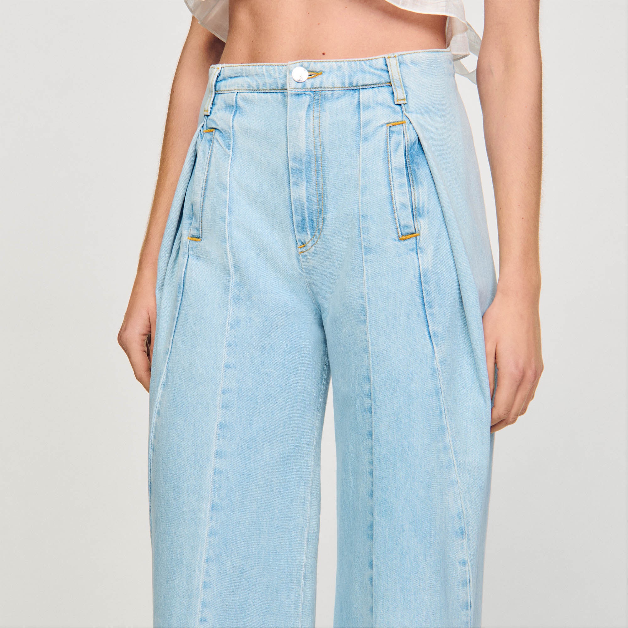 WIDE-LEG BOX PLEAT JEANS - 4